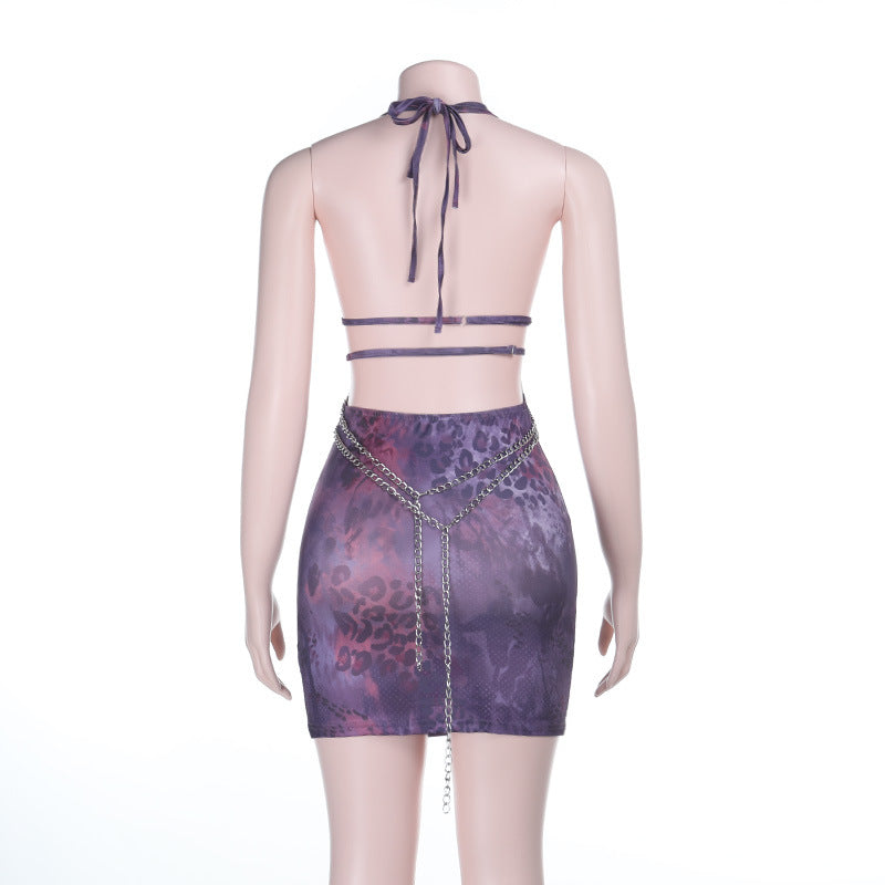 Animal Print Sexy Deep V Low Back Cutout Bodycon Dress 4