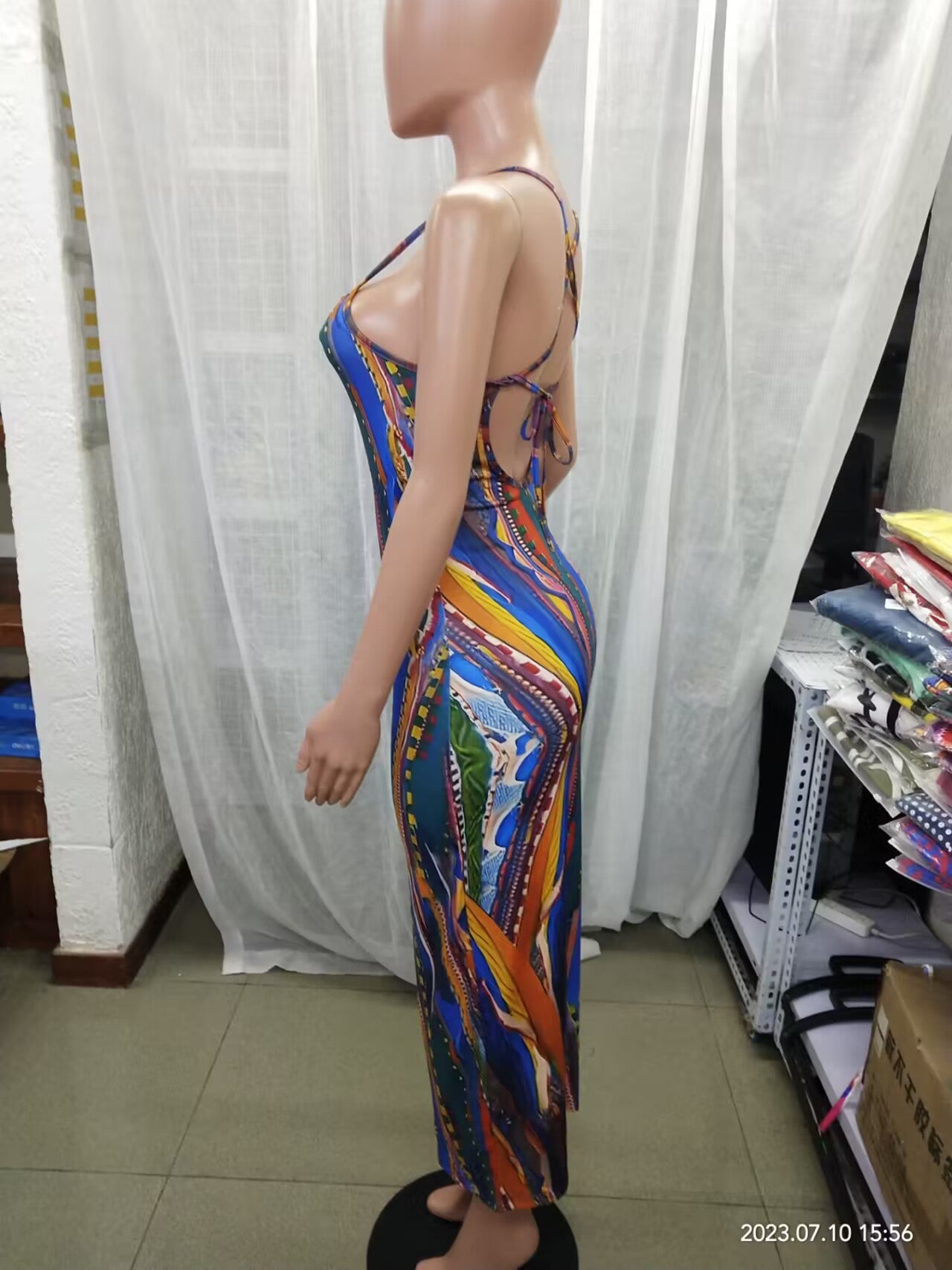 Womenprinted Strap Sexy Long Dress 6