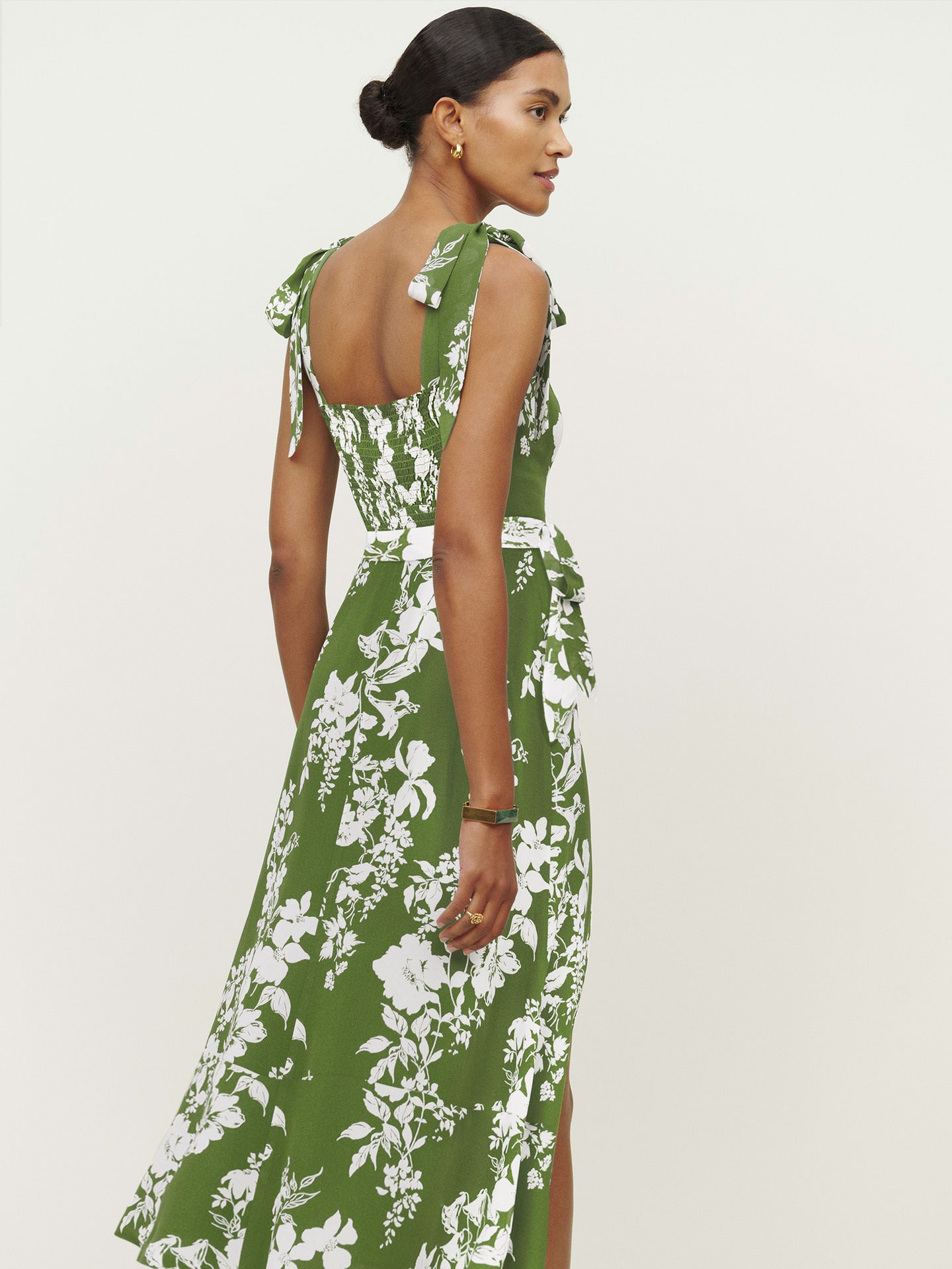 Summer Sexy Strap Slit Dress Fashion Floral Lace-Up Strapless Midi Dress 10