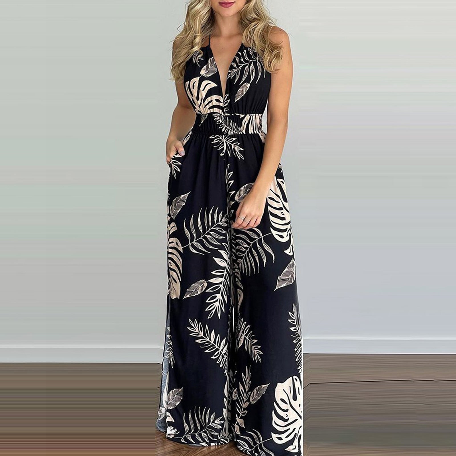 Women Elegant Print Sleevless Jumpsuit 5