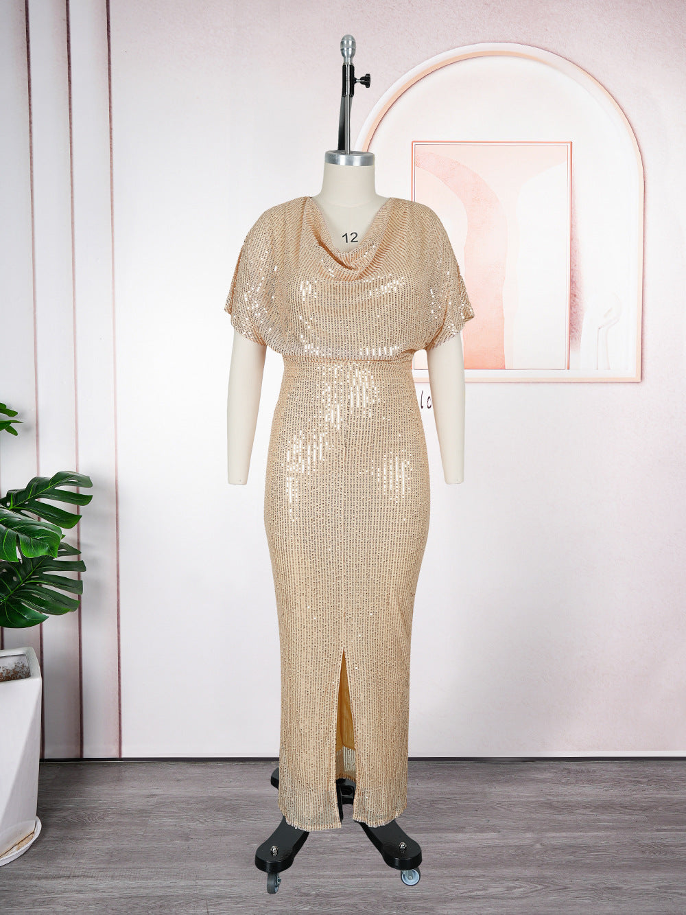 Evening Gown Formal Party African Fashion Sequin Plus Size Women's Chic Dress 9