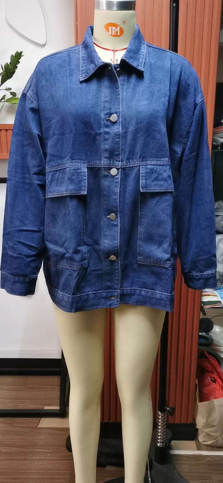 Women Retro Classic Loose Denim Casual Jacket 37