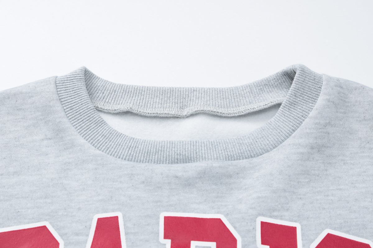 Letter Printed Autumn Winter Women's Long Sleeve Round Neck Top Shorts Fashion Casual Two Piece Set 10