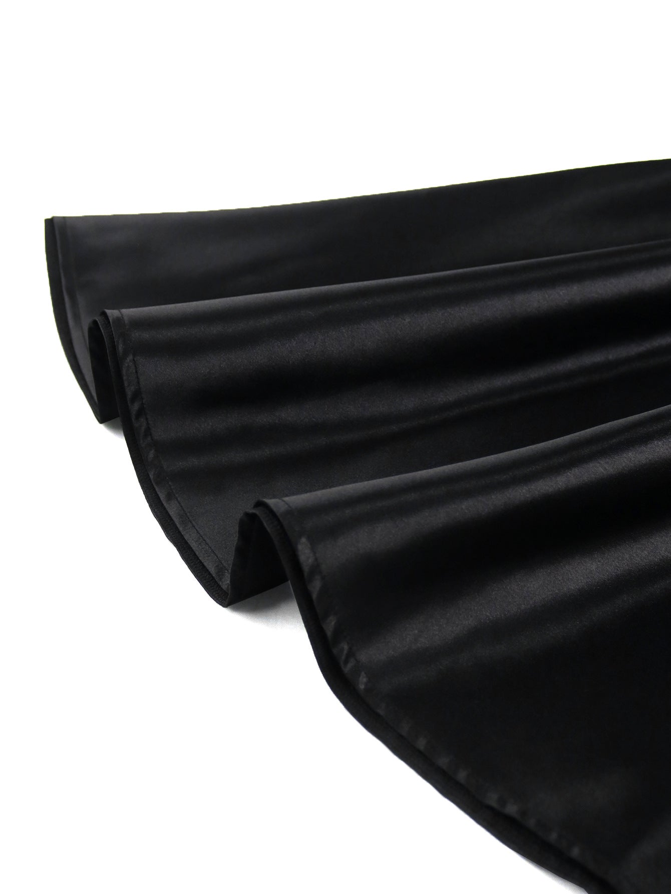 Plus Size Black Satin Non-Stretch A-Line Sleeveless V-Neck Elegant Career Party Dress 9