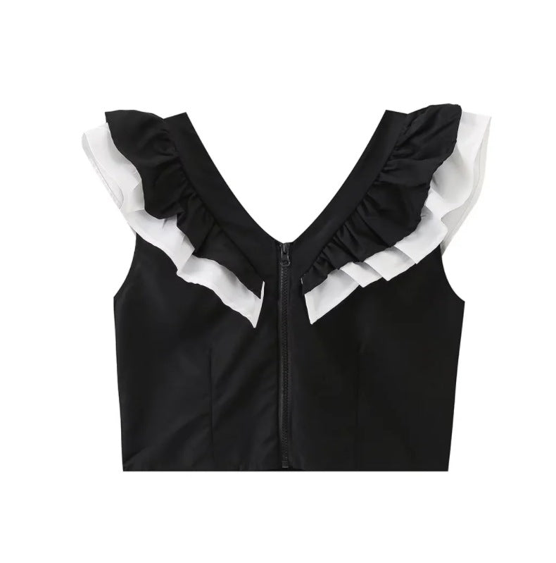 Women v-neck ruffled top and pant two-piece set 14