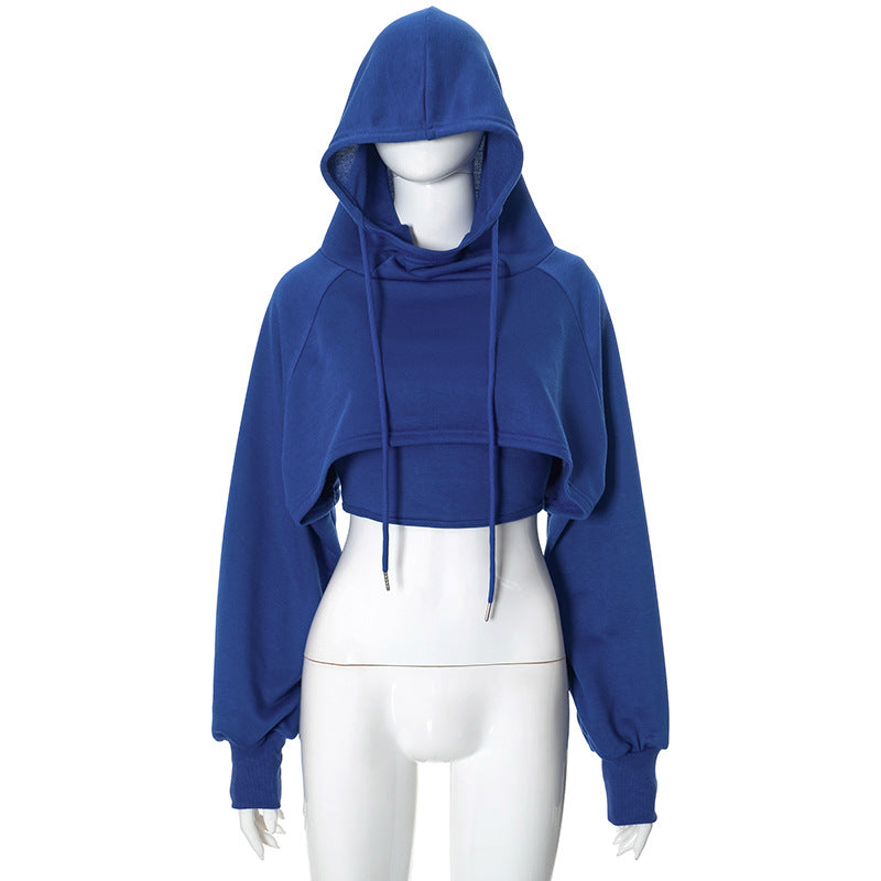 Women Fall and Winter Solid Casual Vest and Long Sleeve Crop Hoodies Two-piece Set 12