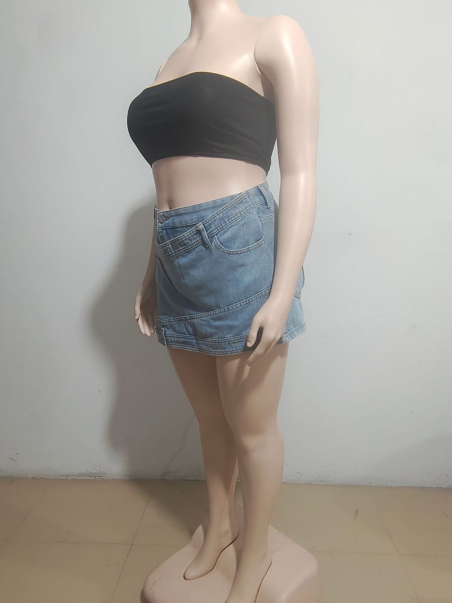 Plus Size Women Irregular Denim Pants 9