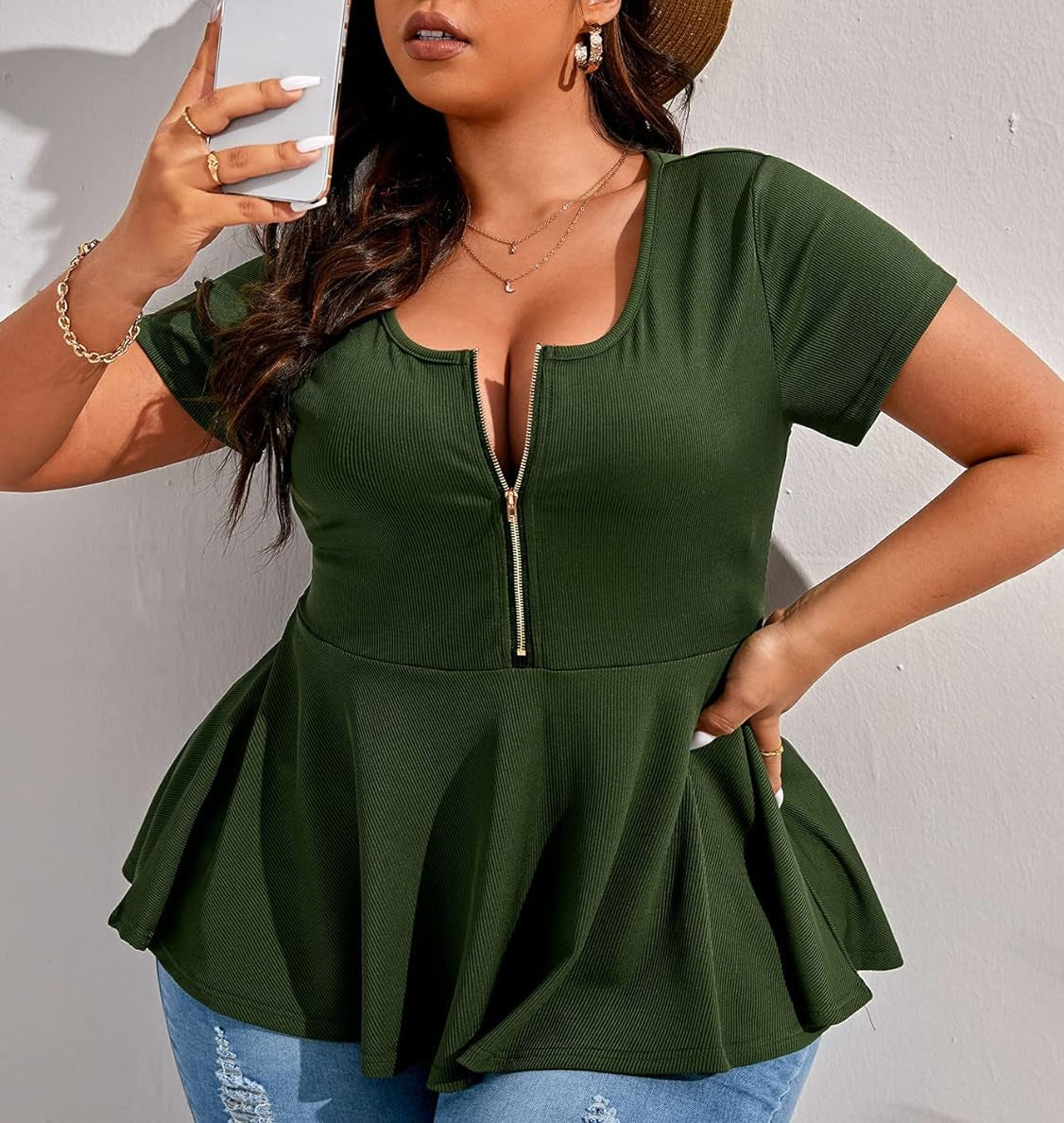 Plus Size Women's Shirts Fashionable And Sexy Slim Fit Plus Size Tops 10