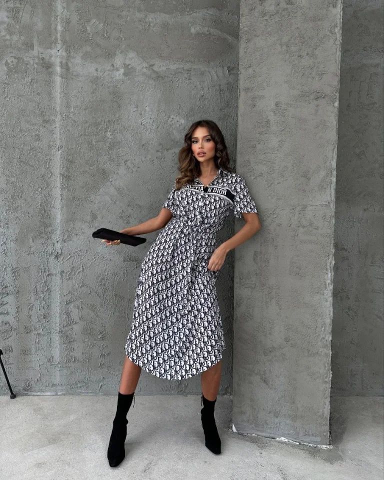 Summer Fashion Chic Elegant Short-Sleeve Casual Shirt Dress 5