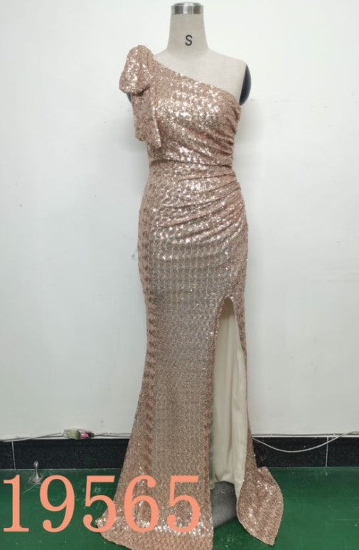 Sequins Clothing Long One-Shoulder Slim-Fit Fishtail Wedding Dress 22