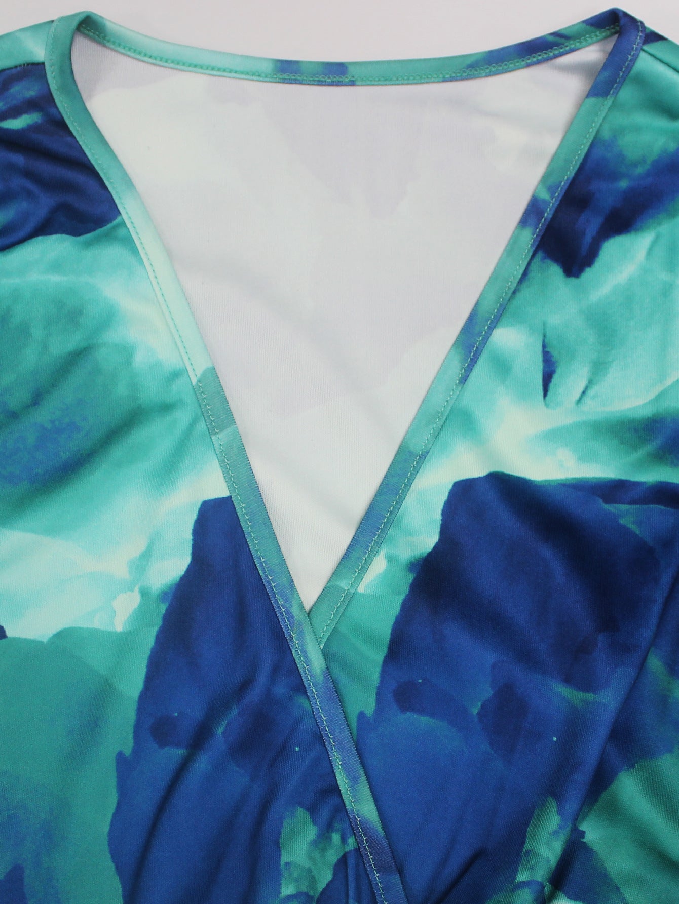 Plus Size Women Elegant V Neck Tie-Dye Print Maxi Dress 10