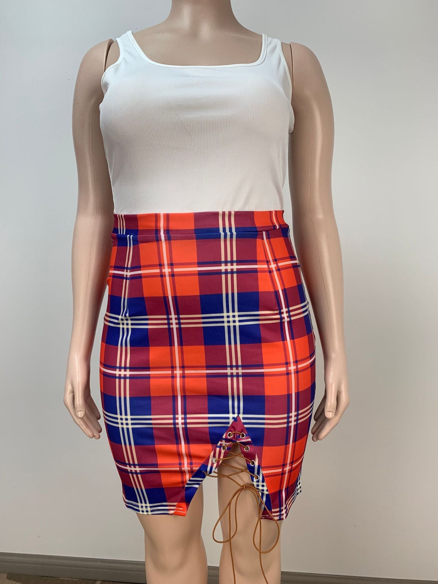 Fashion Summer Printed Lace-Up Slim Sexy Plus Size Skirt 3