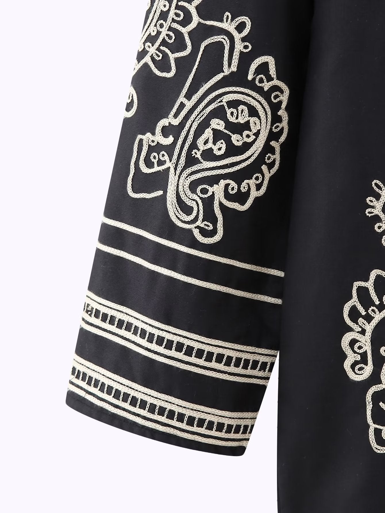 Autumn Women's Black Long Sleeve Embroidered Loose Dress 13