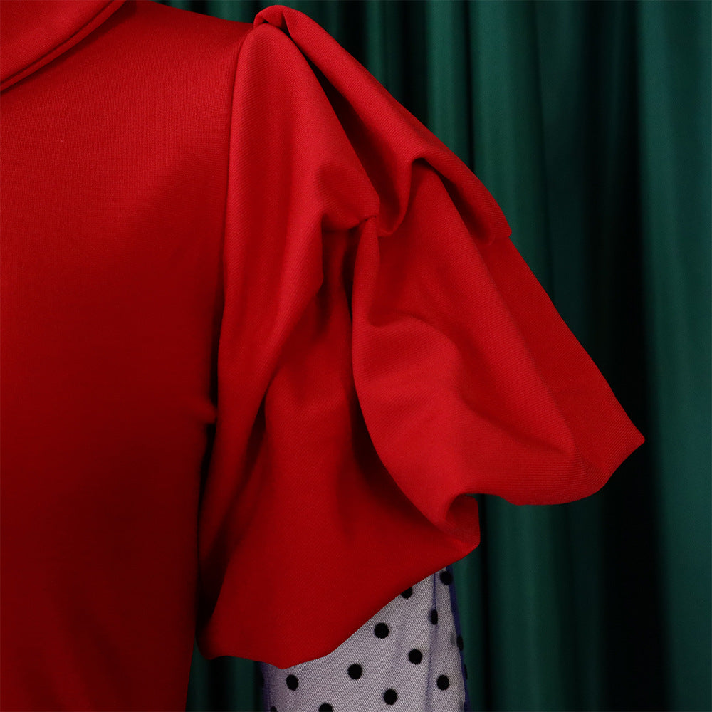 Women'S Fall/Winter Mesh And Pleated Plus Size Ol Chic Career Dress 25