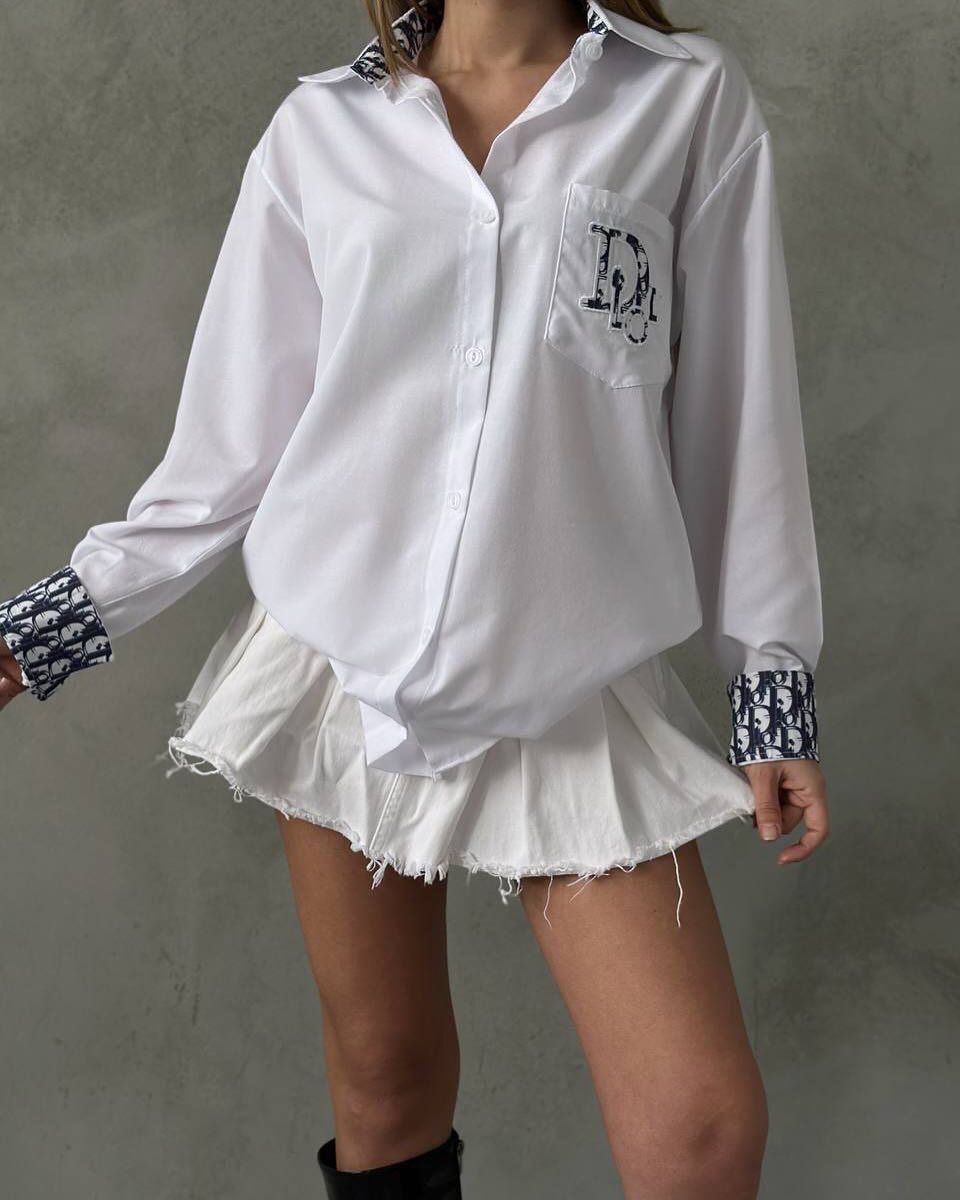 Women long-sleeved solid embroidered letter shirt (with pockets) 11