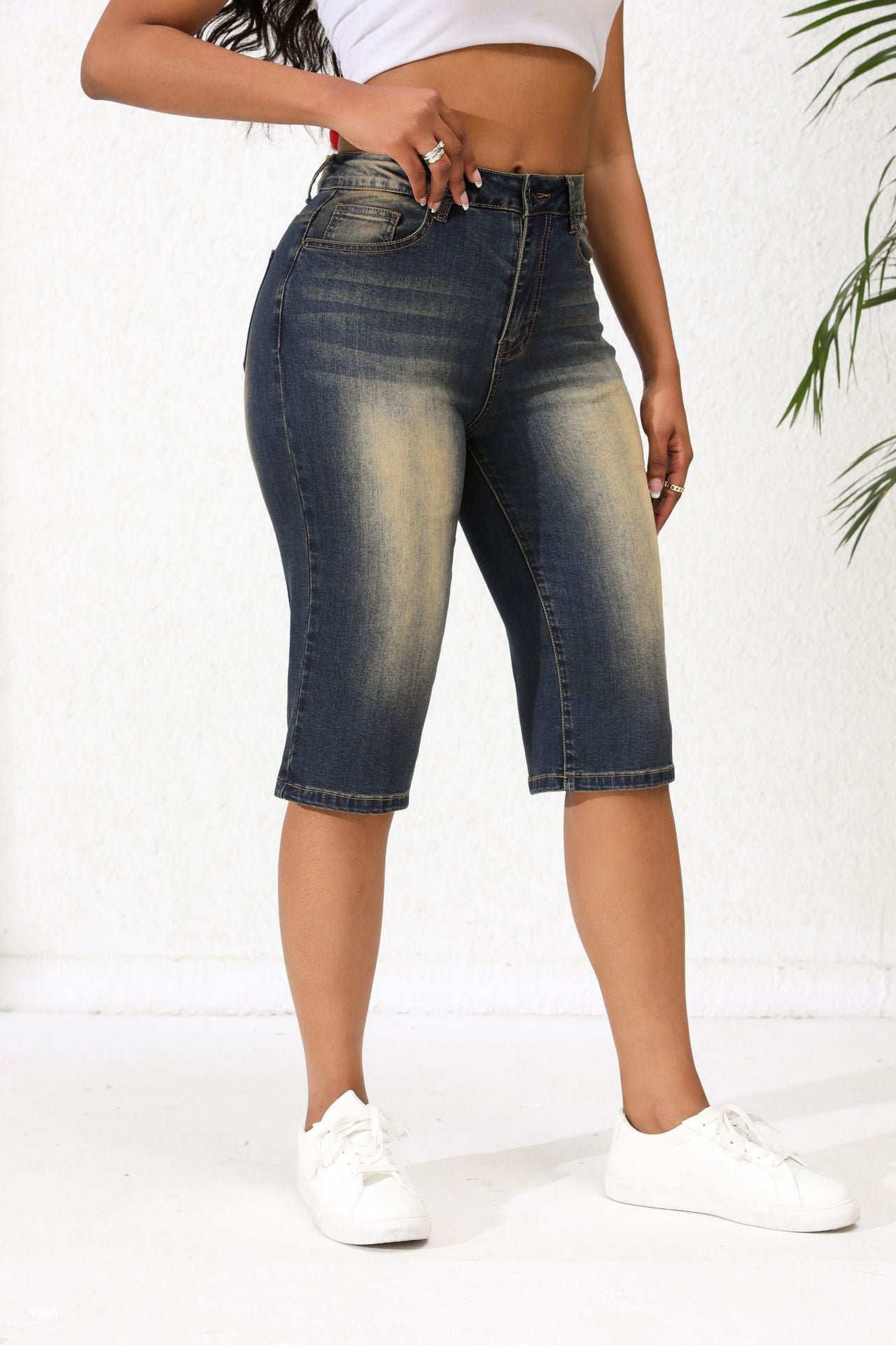 Trendy Women's Spring Summer Straight Loose Denim Midi Pants 3