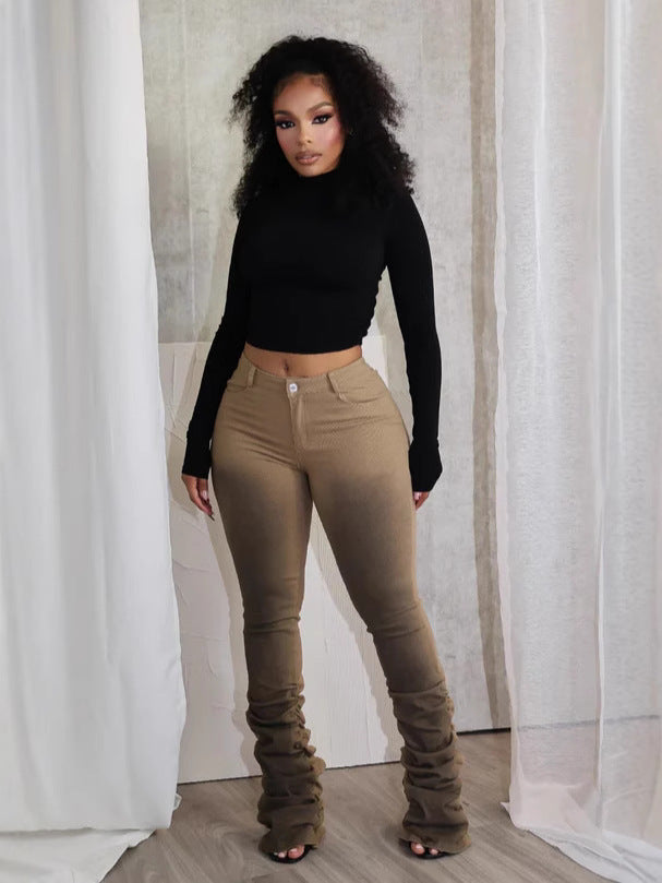 Women Sexy Retro Stacked Pants