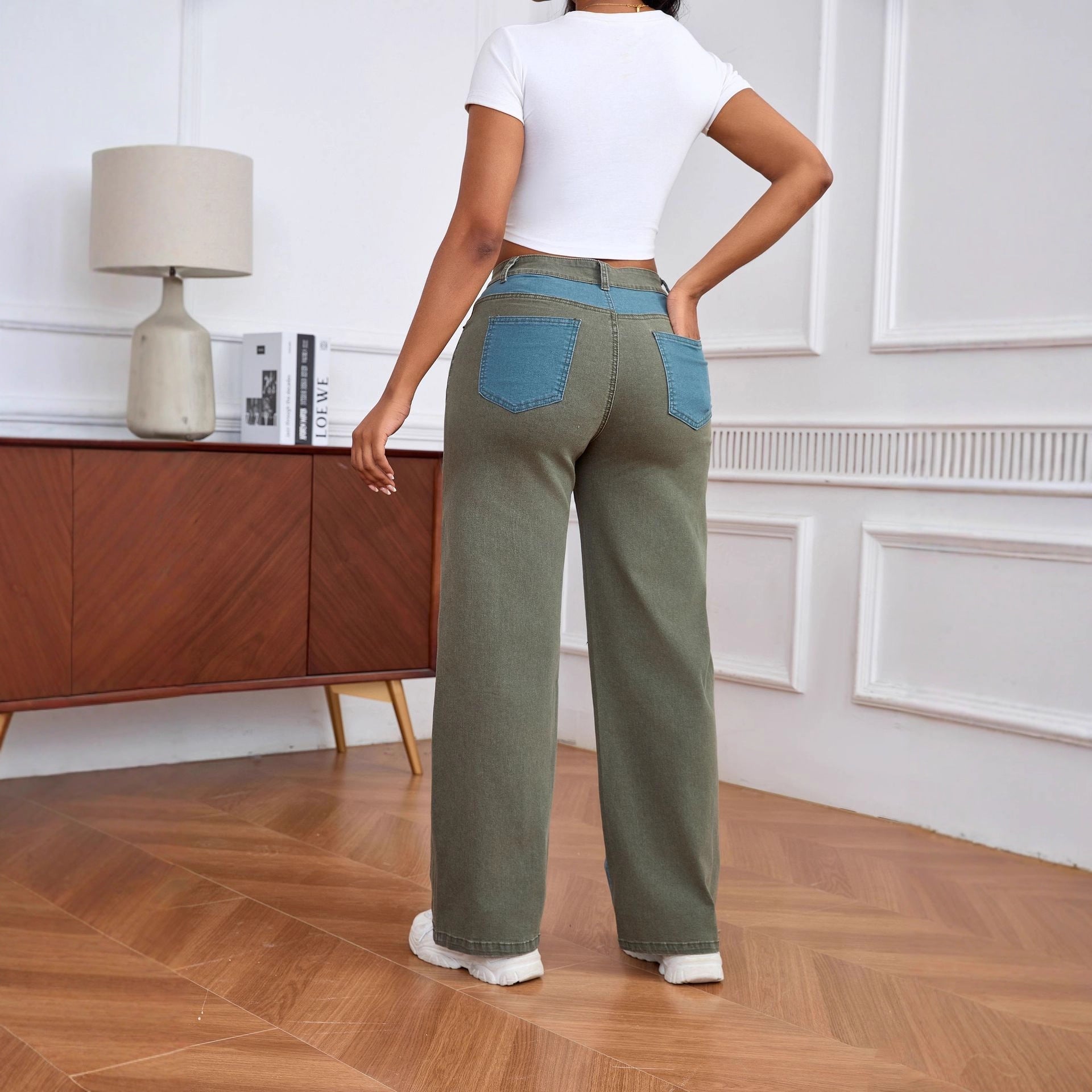 Women Patchwork Casual Denim Pants 6