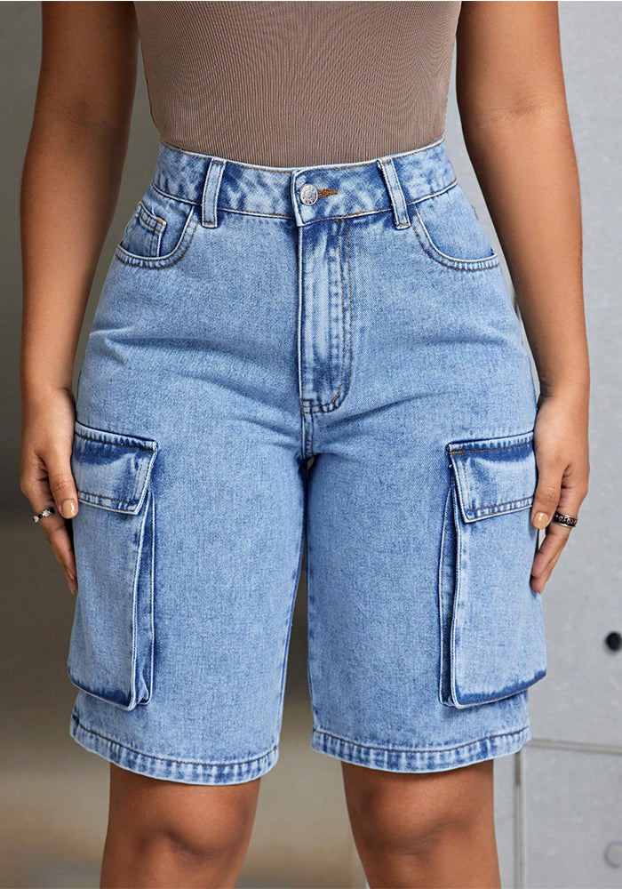 Casual Denim Mid-Length Shorts