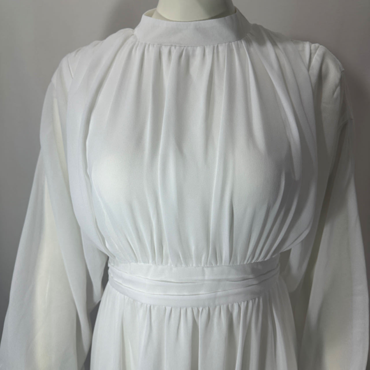 Chic half turtleneck long sleeve pleated midi dress for women 13