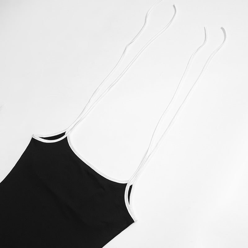 Women's Sleeveless Strappy Color-Blocked Bodycon Long Dress 11