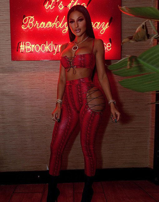 Women Print Cutout Lace-Up Sleeveless Crop Top and Pant Two-Piece Set 5