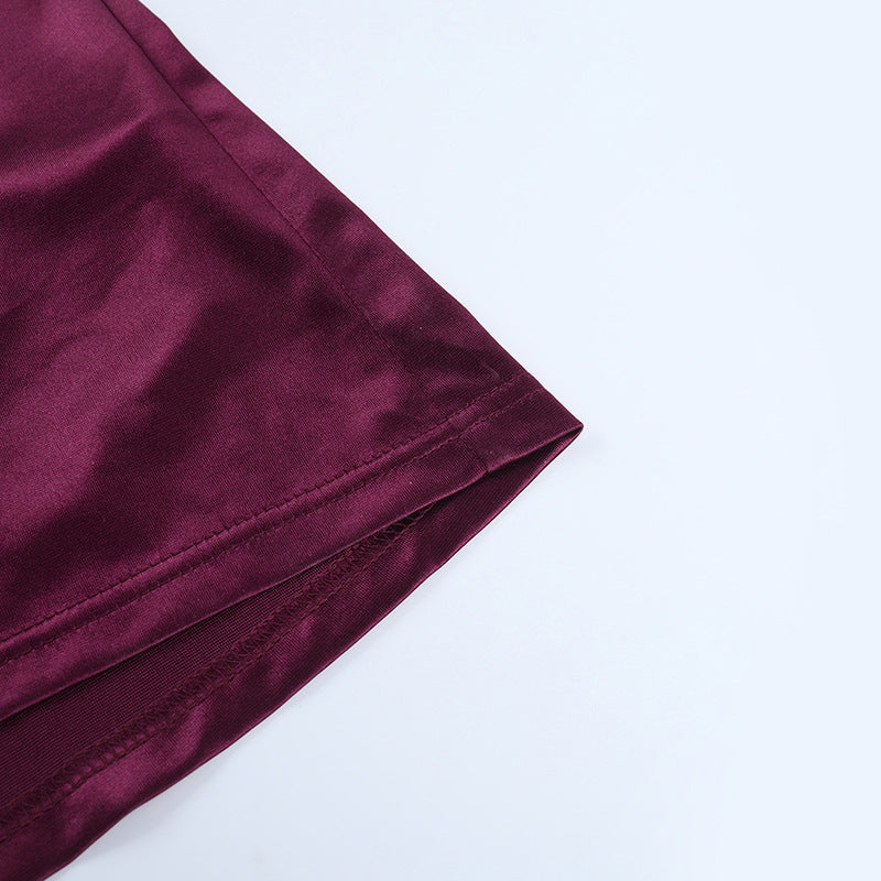 Women one-shoulder sexy slit satin dress dress 18