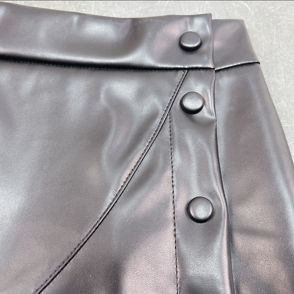 Fashionable Autumn Winter Women's Clothing Ruffle Leather Mini Skirt 8