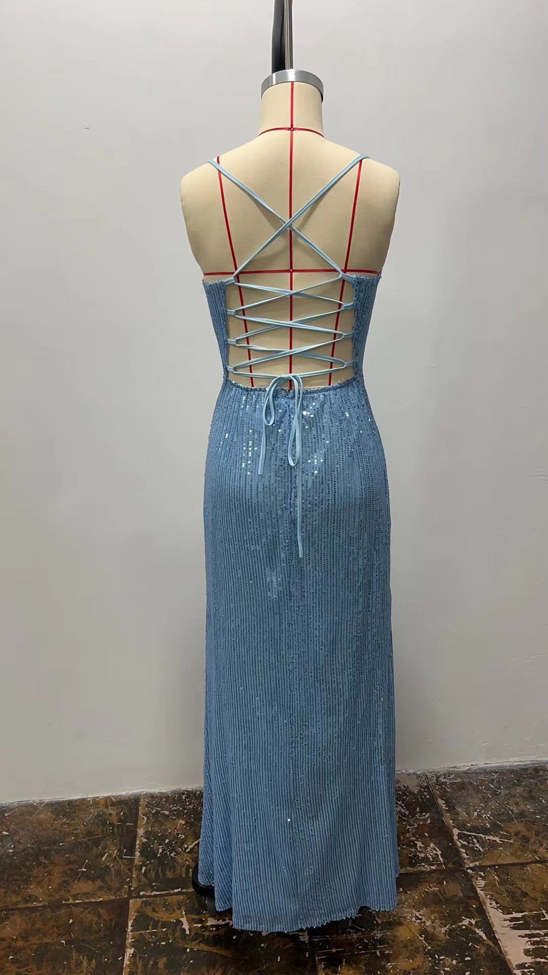 Sexy Strap Sequin Slit Party Nightclub Evening Dress 10