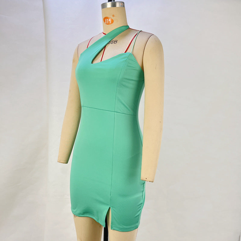 Women Sexy Irregular Off-Shoulder Bodycon Strap Dress 15