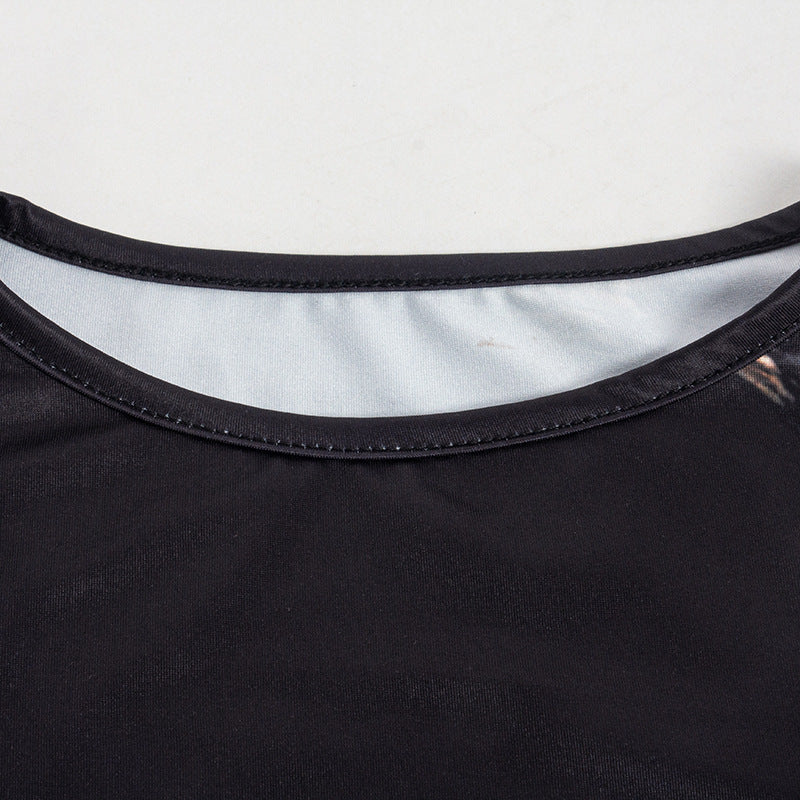 Summer Round Neck Sleeveless Snake Print Hollow Split Long Dress 10