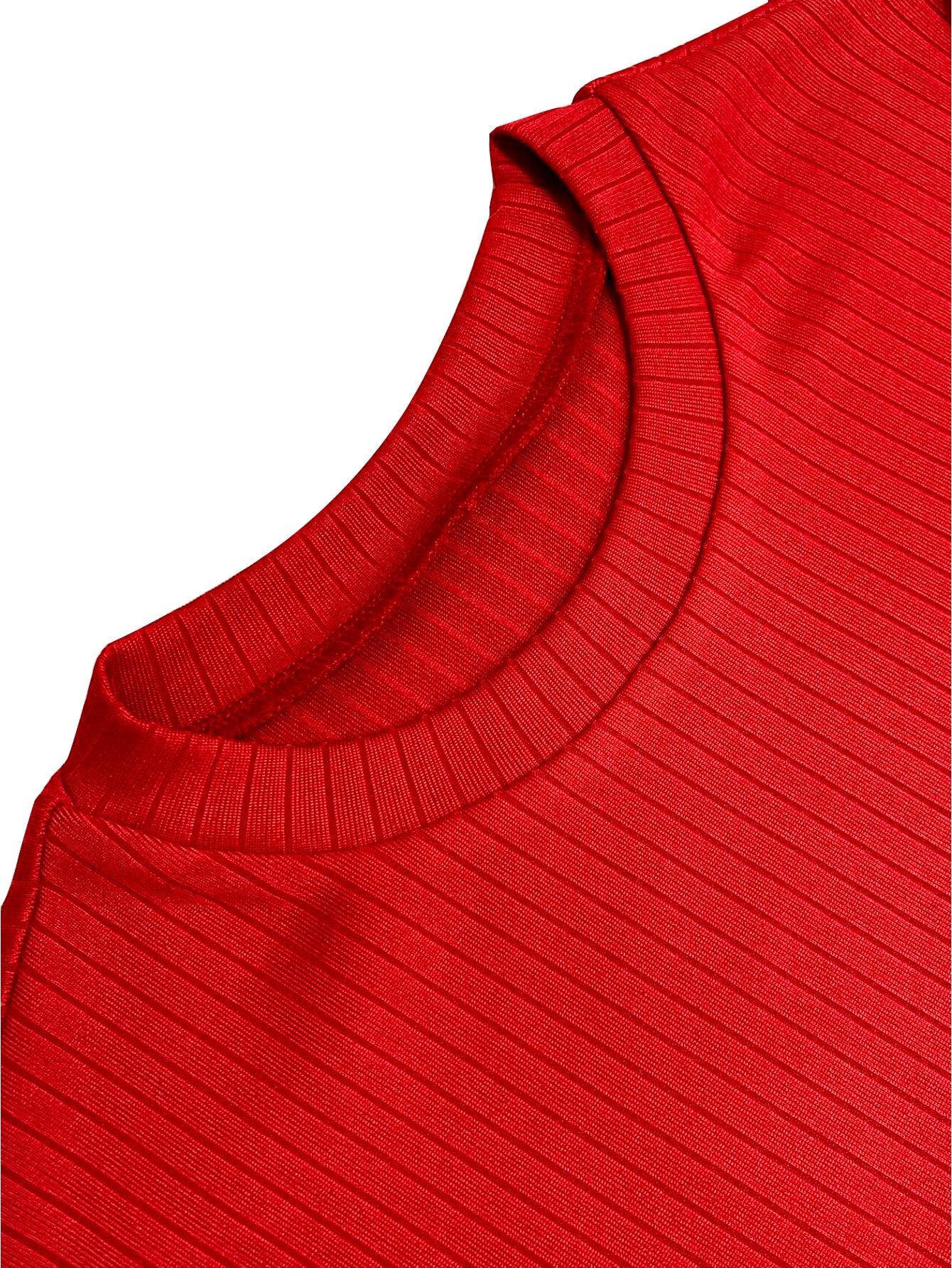 Summer Women's Fashion Round Neck Solid Rib Short Sleeve Sexy Slim Long Dress 23