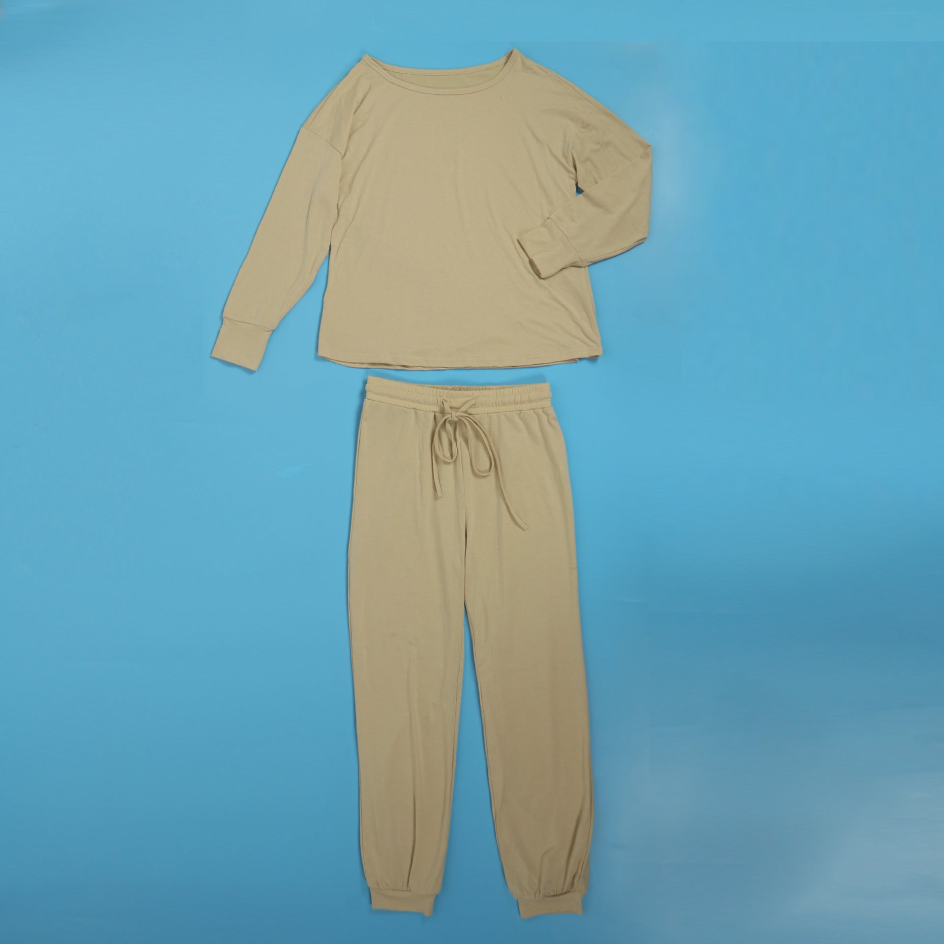 Women Solid Casual Slash Shoulder Top and Pant Two-piece Set 32