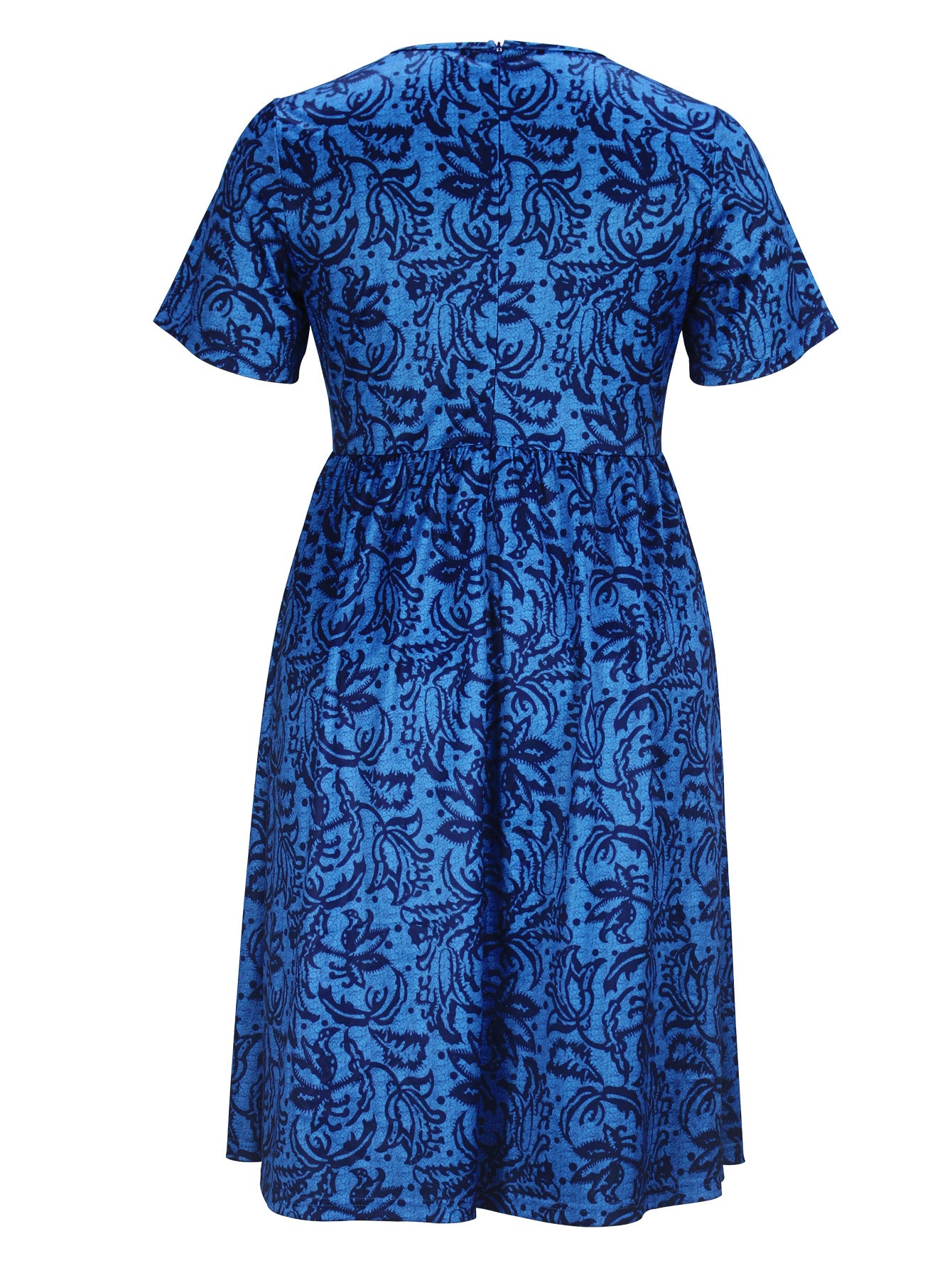 Plus Size Women Elegant V-neck Short Sleeve Maxi Dress 9