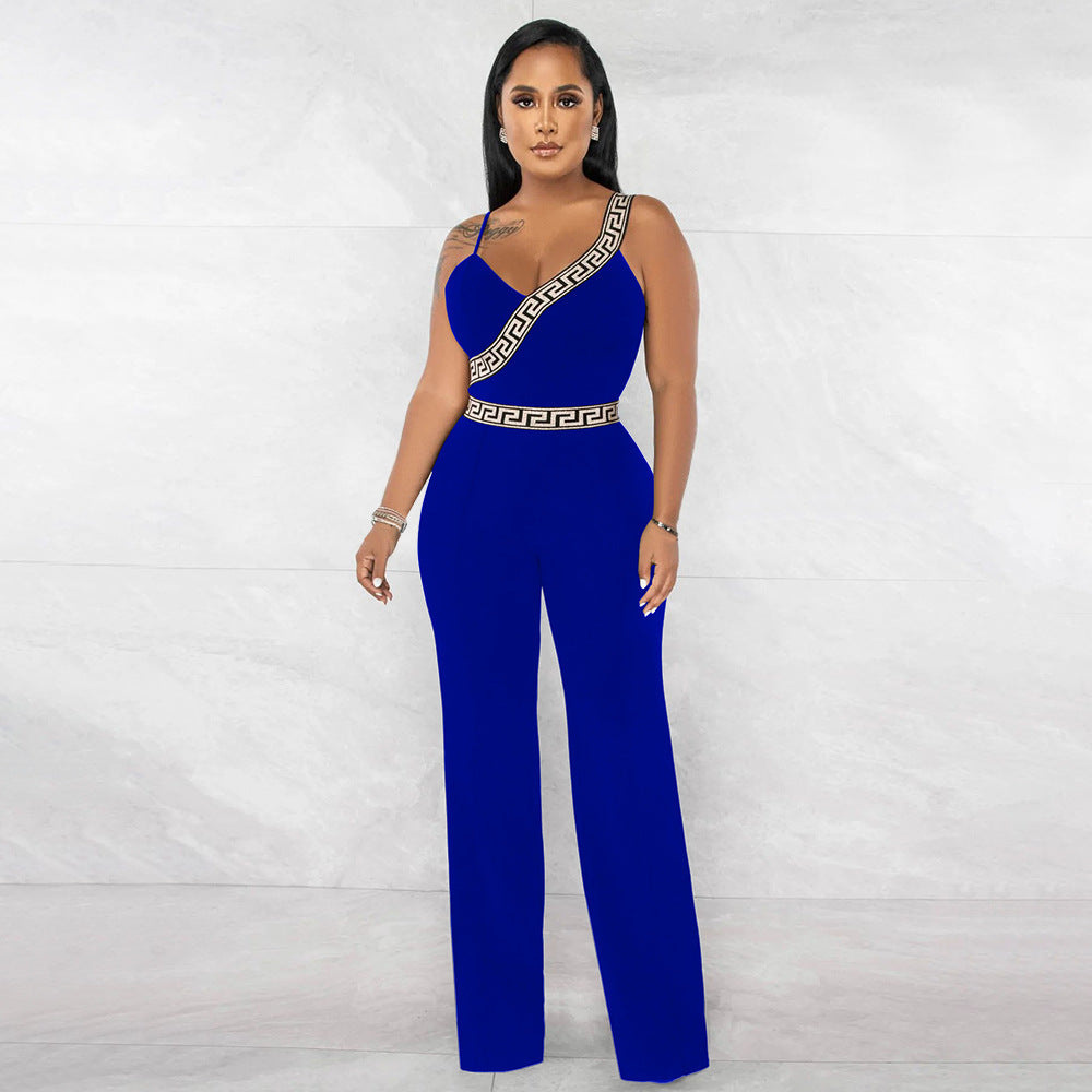Solid Color Sexy Strap Women Jumpsuit 4