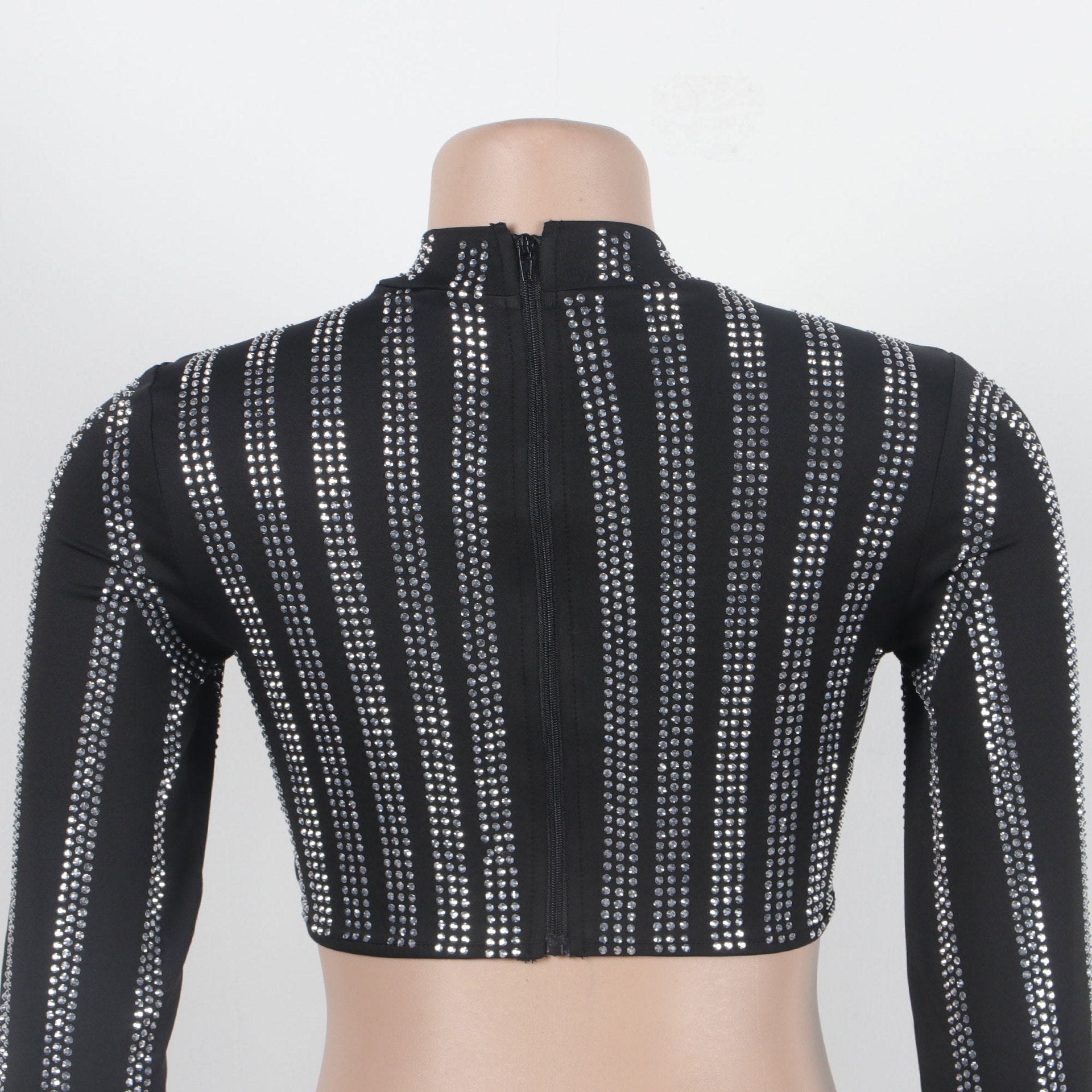 Sexy Beaded Tight Fitting Stretch Long Sleeve Top Bodycon Mermaid Skirt Suit 20