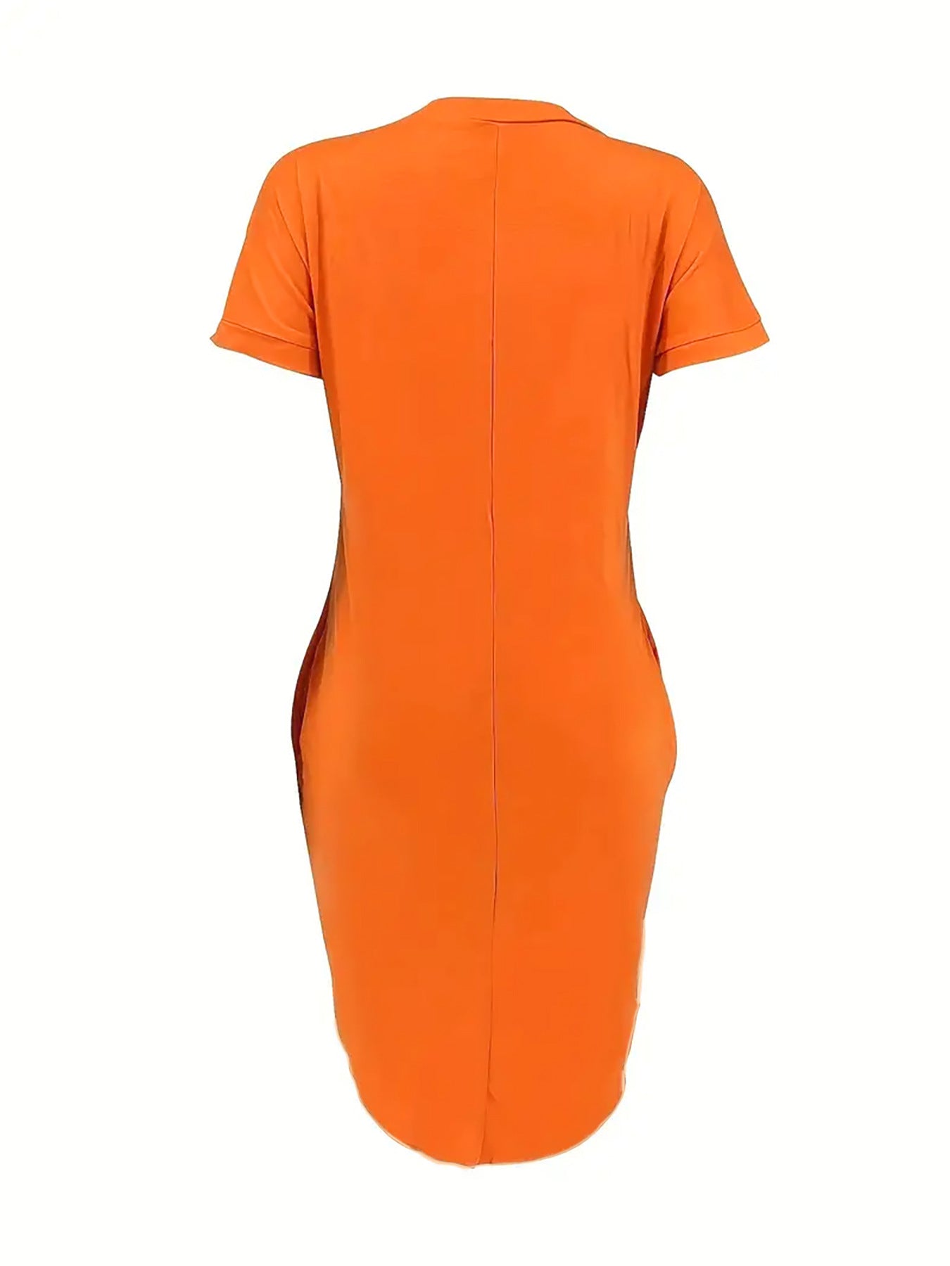 Women Solid Pocket Irregular Dress 6