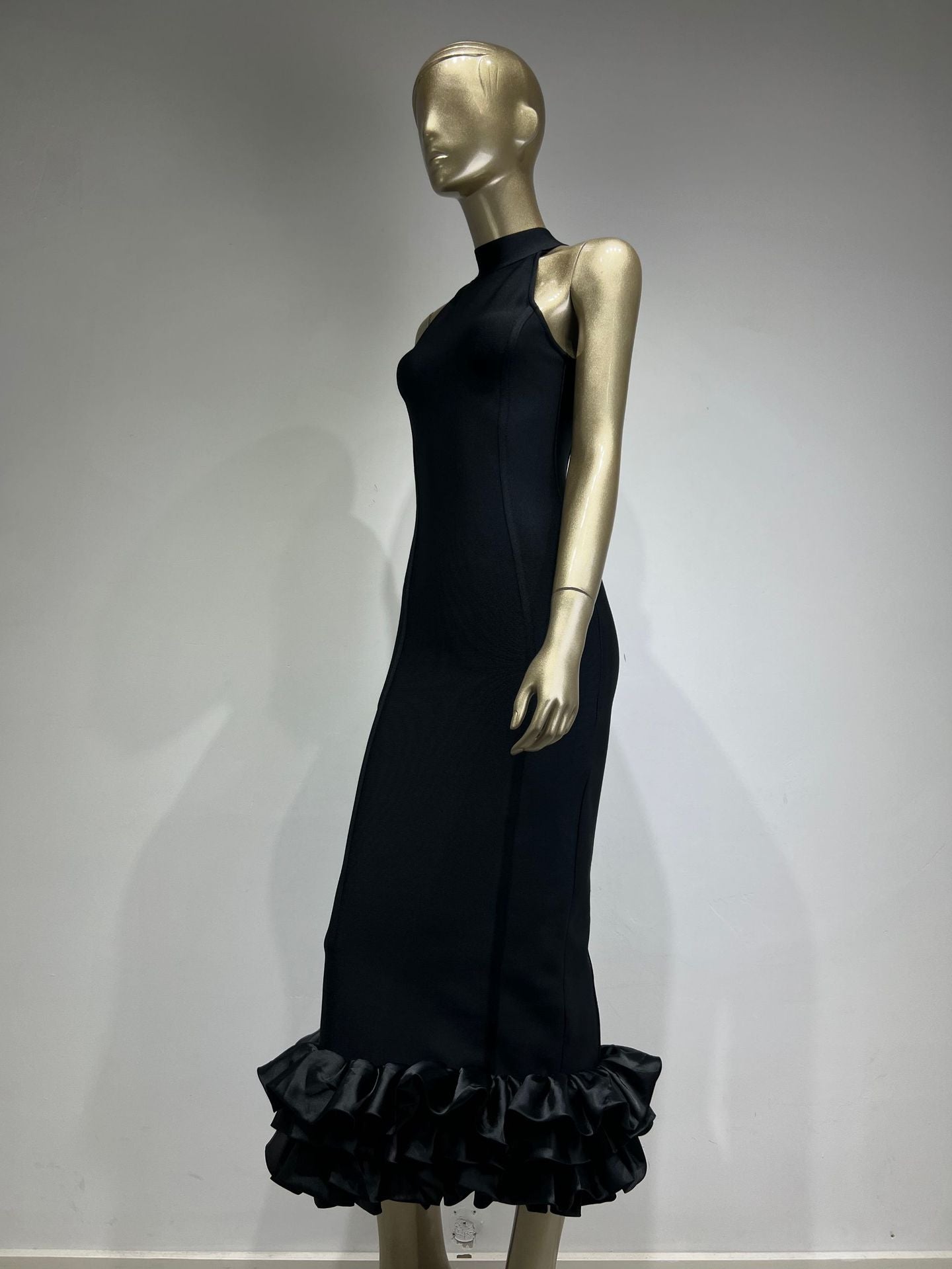 Women Elegant Sleeveless Tiered Hem Party Bandage Dress 10