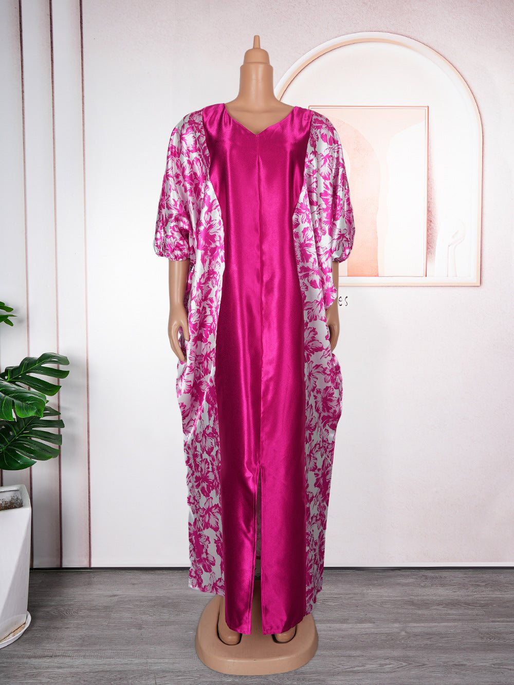 Plus Size Women's Robe African Color Block Print Dress 13