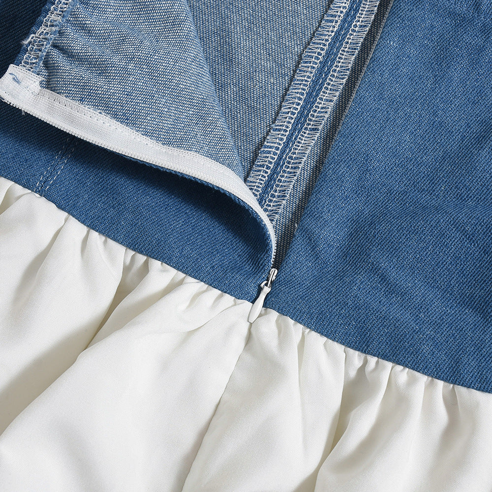 Women Fall Sexy Backless Lace-Up Contrast Patchwork Halter Neck Dress 12