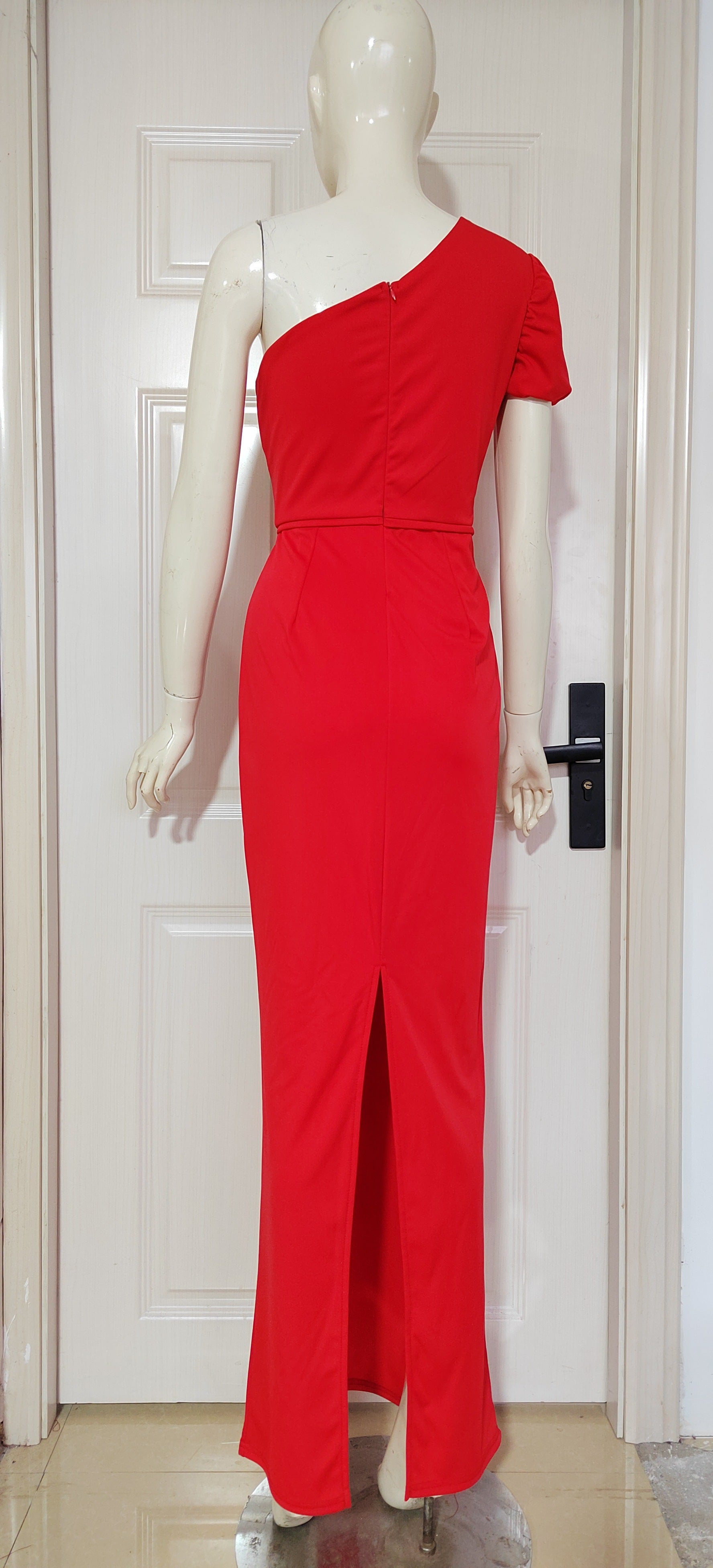 Women's One Shoulder Sexy Chic Balloon Sleeve Dress 30