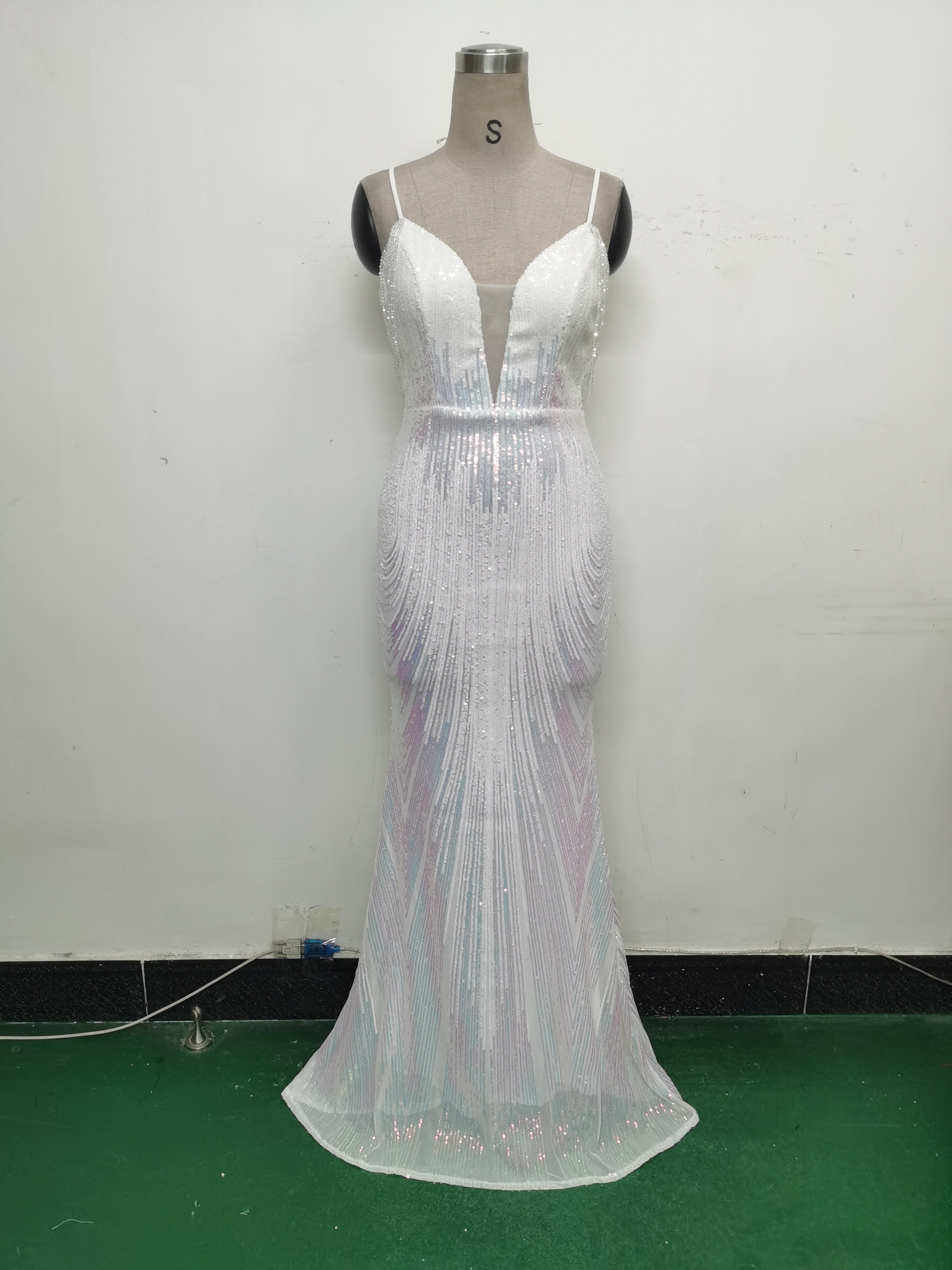 Women sequined beaded evening dress 28