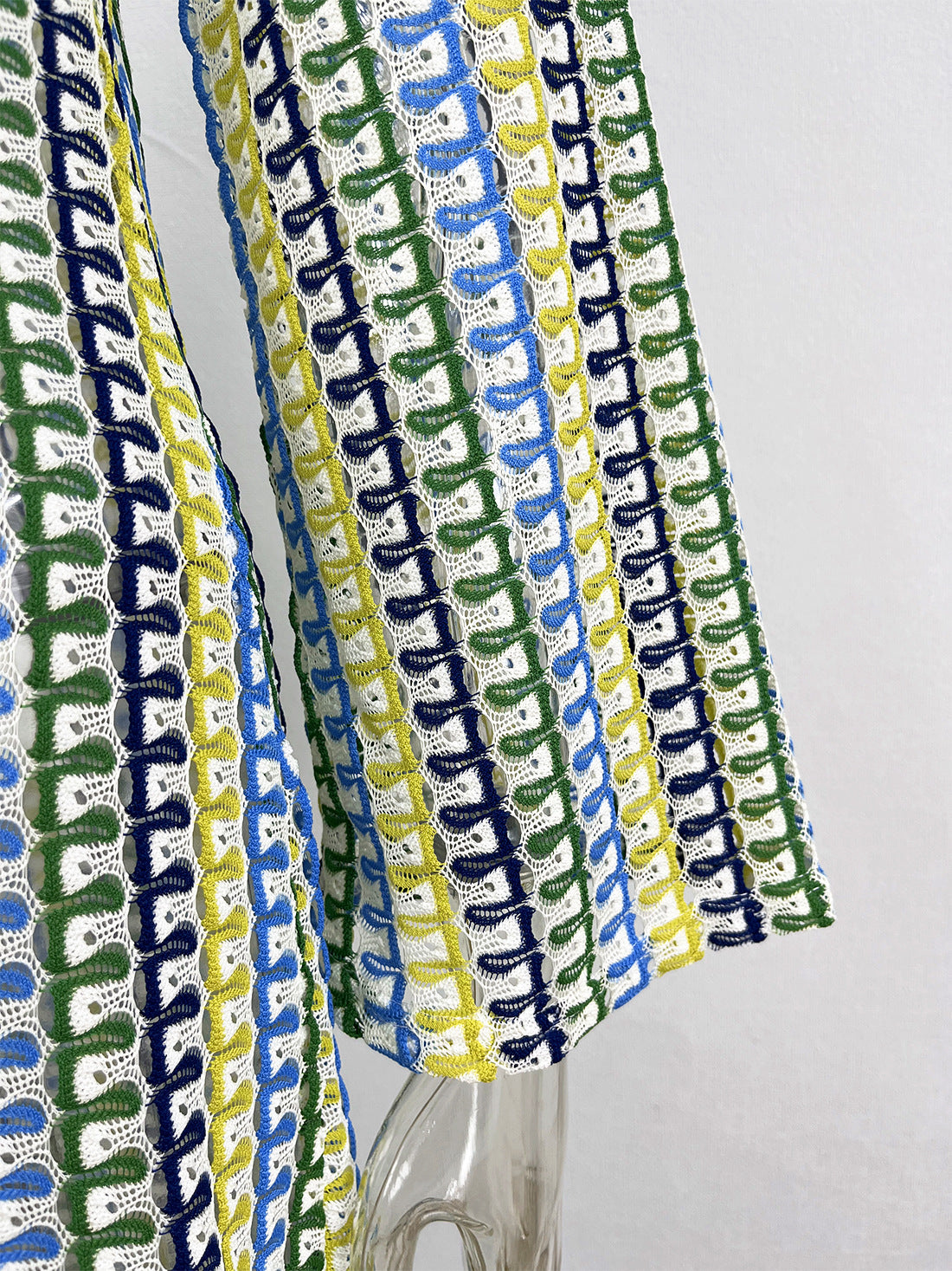 Women Contrast Color Lace Hollow Slit Maxi Dress 19