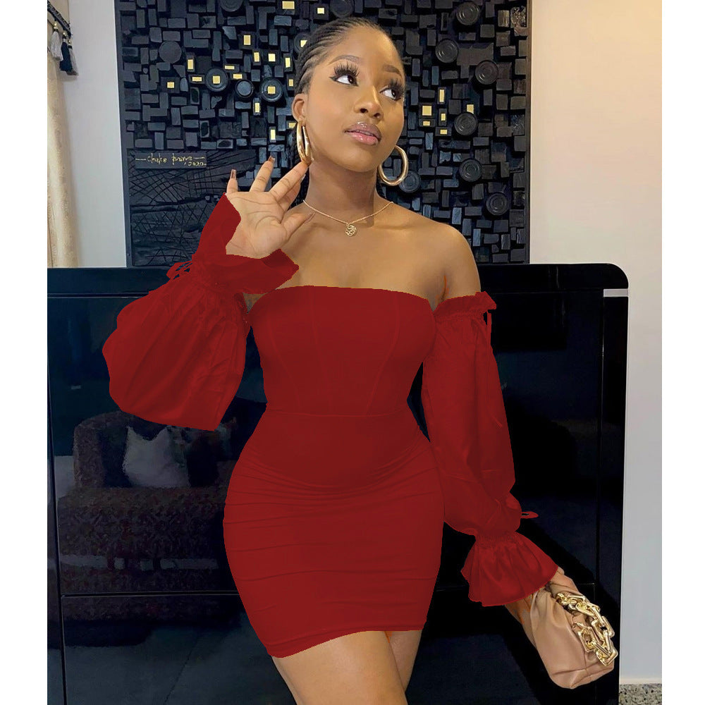 Women's Patchwork Long Sleeve Lace-Up Dress 3