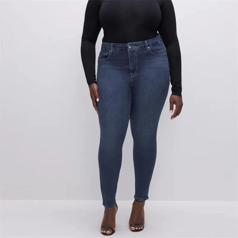 Plus Size Women Stretch Denim Pants 5
