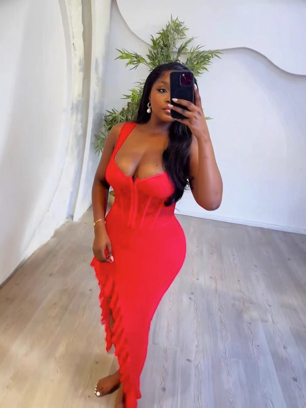 Women Sexy Suspender Vest Sexy Irregular and Skirt Two-Piece Set 5