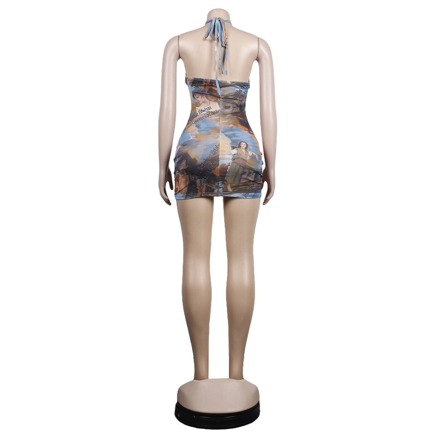 Sexy Sleeveless Halter Backless Slim Fit Printed Nightclub Dress 24