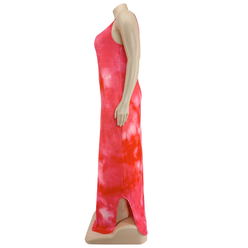 Plus Size Women Summer Tie-dye Print Dress 8