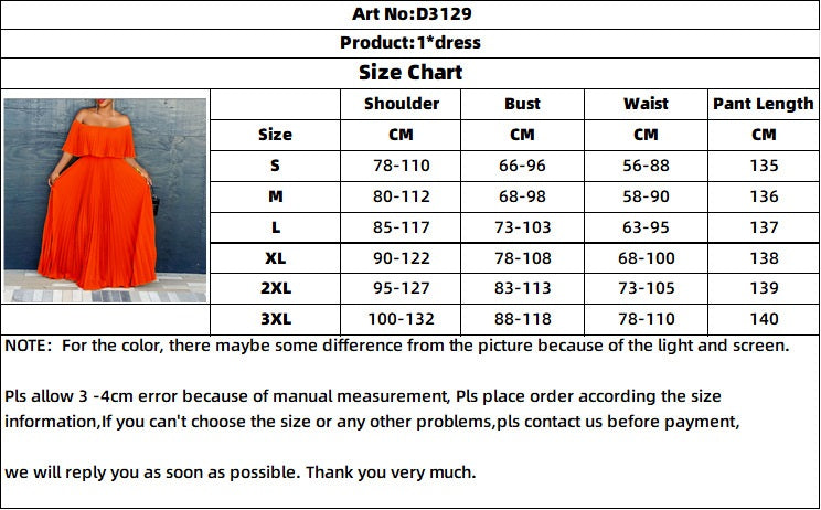 Women Summer Sexy Off Shoulder Pleated Maxi Dress 11