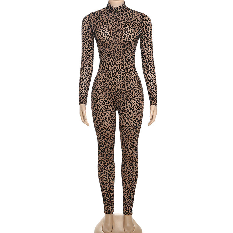 Summer Street Style Leopard Print High Waist Tight Fitting Slim Fit Jumpsuit 6